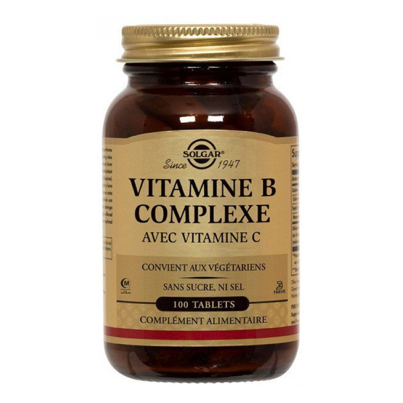 Solgar - Vitamines B complexe (avec vitamine C) - Complément alimentaire - 100 comprimés