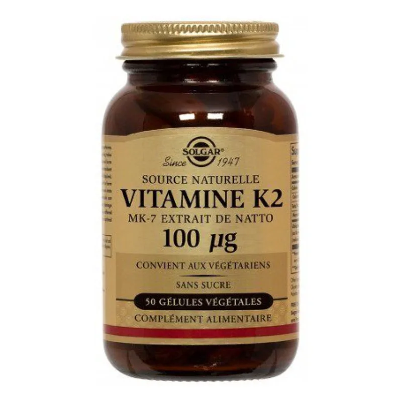 GÉLULES Vitamine K2 MK7 Extrait de Natto Compélment Alimentaire Solgar 100ug