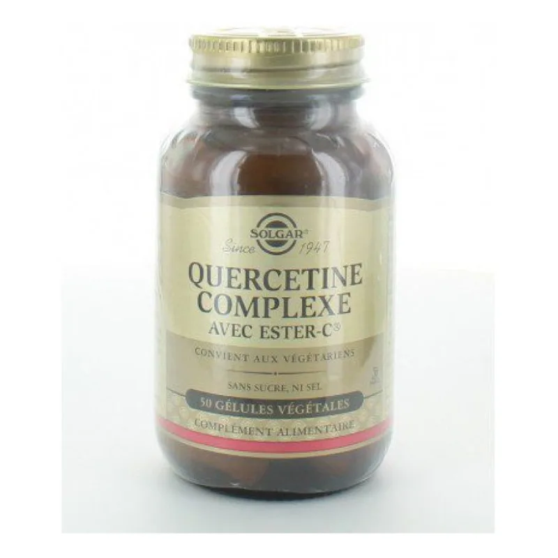 COMPLÉMENT ALIMENTAIRE Quercetine Complexe Avec Ester C Végétales Solgar 50 Gélules