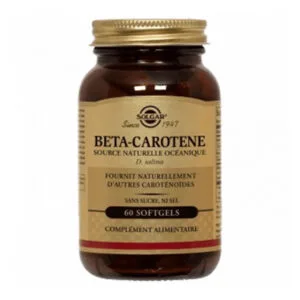 COMPLÉMENT ALIMENTAIRE Beta Carotene Source Naturelle Océanique 60 Solgar