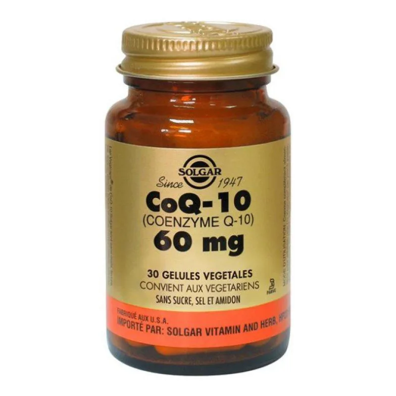 COMPLÉMENT ALIMENTAIRE CoQ 10 60 Mg Végétales Solgar 30 Gélules