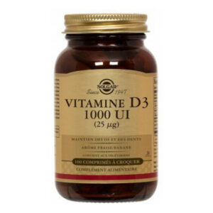 Solgar - Vitamine D3 1000UI - Maintien des os et des dents - Complément alimentaire - 100 comprimés à croquer