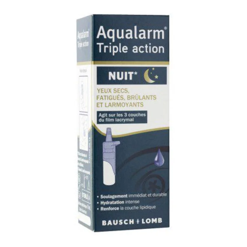 COLLYRE Aqualarm Triple Action NUIT Bausch & Lomb 10ml