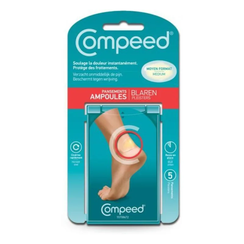 Compeed - Pansements Ampoules Moyen Format 4.2 x 6.8 cm - x5