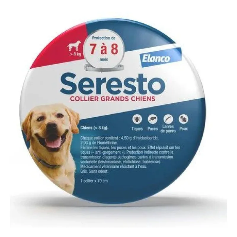 COLLIER Elanco Grands Chiens Plus de 7 à 8 Seresto 8kg