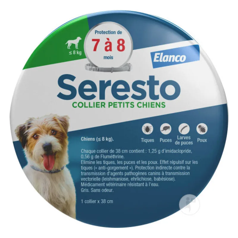 COLLIER Bayer Petits Chiens Moins de 7 à 8 Seresto 8kg