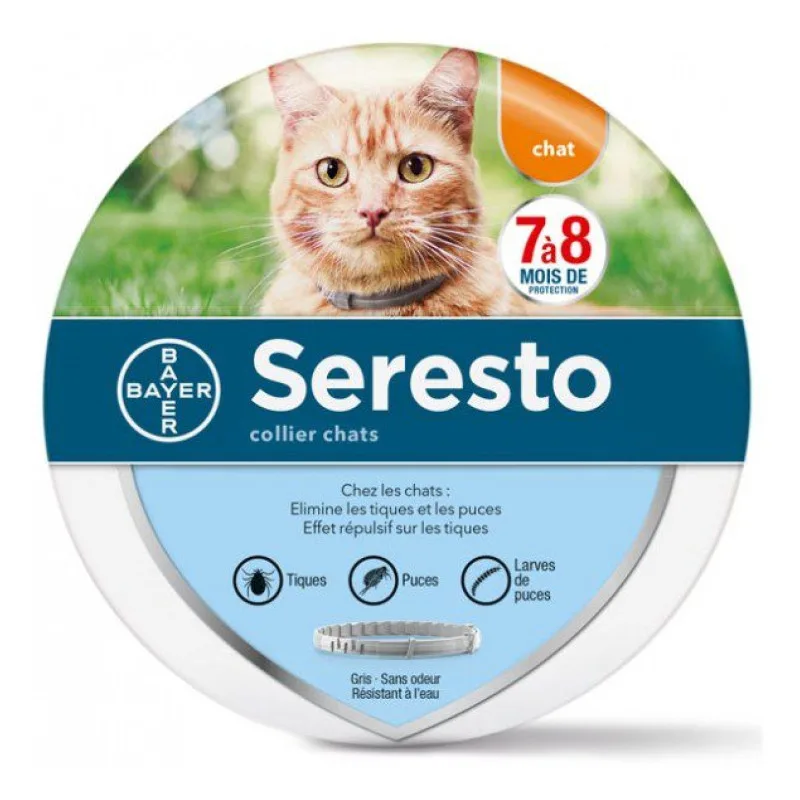 COLLIER Bayer Chats 7 à 8 Mois de Protection Seresto