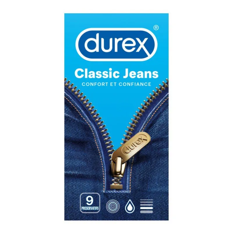 DUREX - Classic Jeans - Boite de 9 Préservatifs