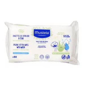 Mustela - Lingettes de Coton BIO à l'Eau - 60 unités