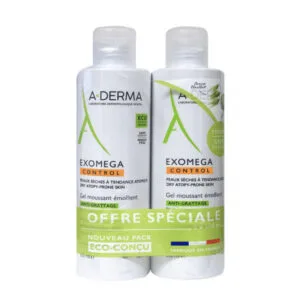 A-Derma - Exomega Control - Gel Moussant Émollient - 2x500ml
