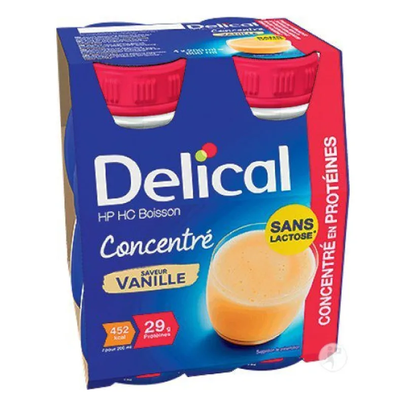 Delical - Boisson concentré HP HC sans sucres goût vanille 4x200ml