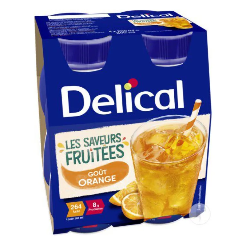 BOISSON Fruitée Goût Orange Delical 4x200ml