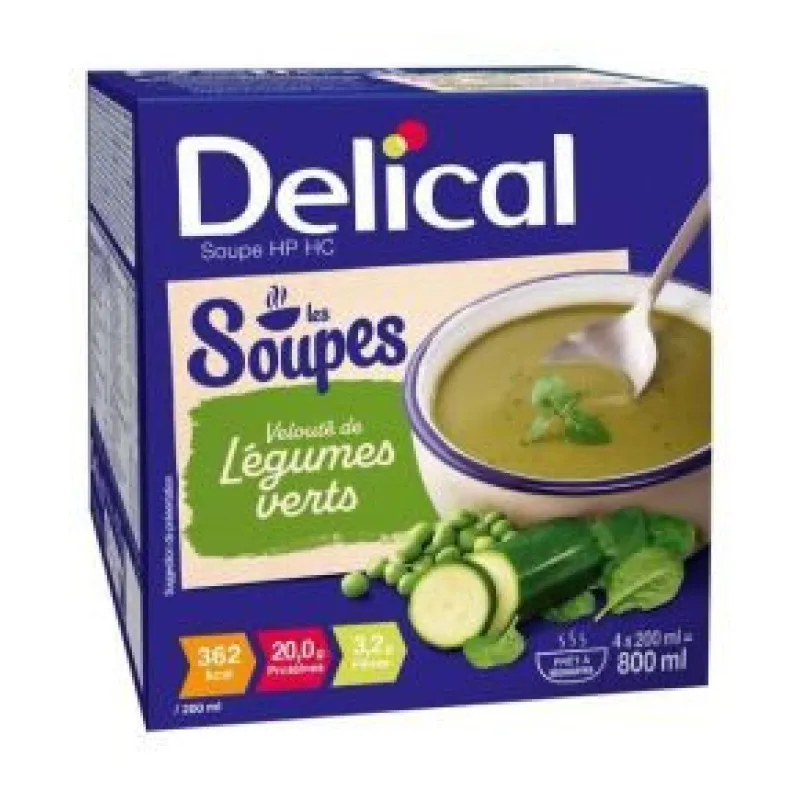 POUDRE PROTÉINÉE Soupe Protéiné de Légumes Verts Delical 4x200ml