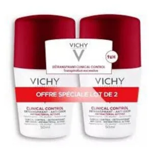 Vichy Laboratoires - Vichy-Déodorant 96H Clinical Control Détranspirant Anti-Odeur Roll-On Lot de 2 x 50 ml