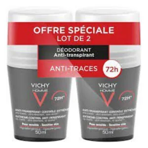 Vichy Laboratoires - Vichy - Homme Déodorant Anti-Transpirant 72H Contrôle Extrême Roll-On Lot de 2 x 50 ml