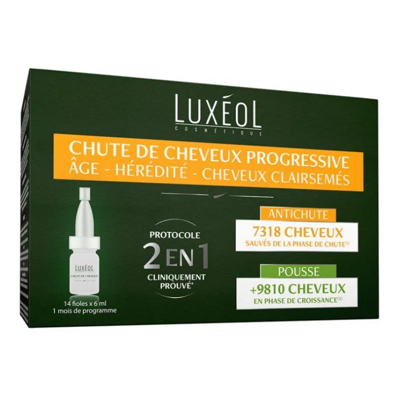 COMPLÉMENT ALIMENTAIRE Chute de Cheveux Progressive 14 Fioles Luxéol