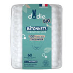 BÂTONNETS OUATE Bâtonnets Embouts Sécurité 100% Coton Bio 60 Bâtonnets Dodie