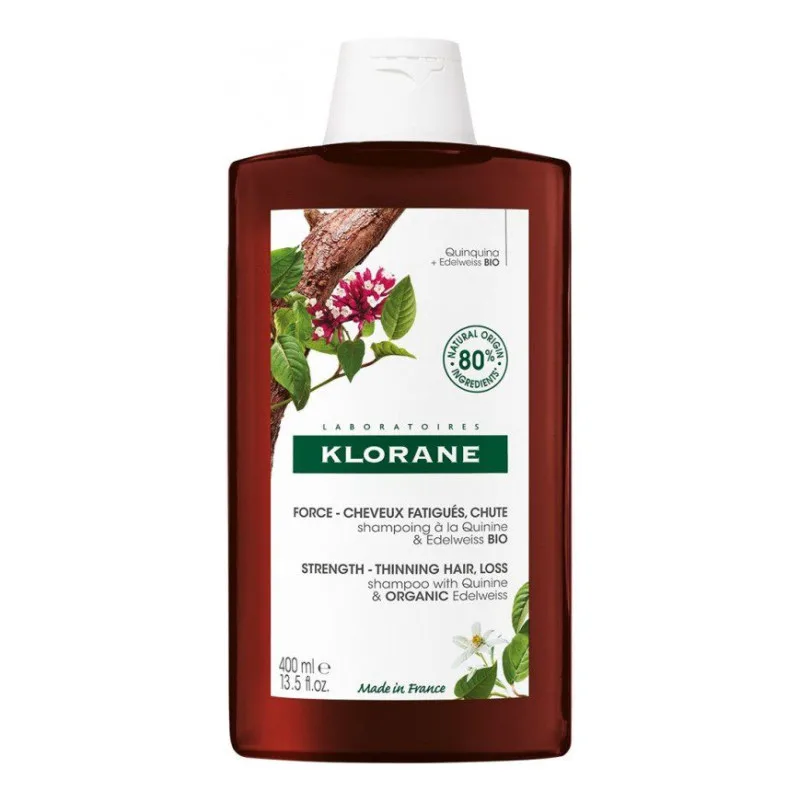 Klorane - Force - Cheveux Fatigués & Chute Shampoing à la Quinine et Edelweiss Bio 400 ml