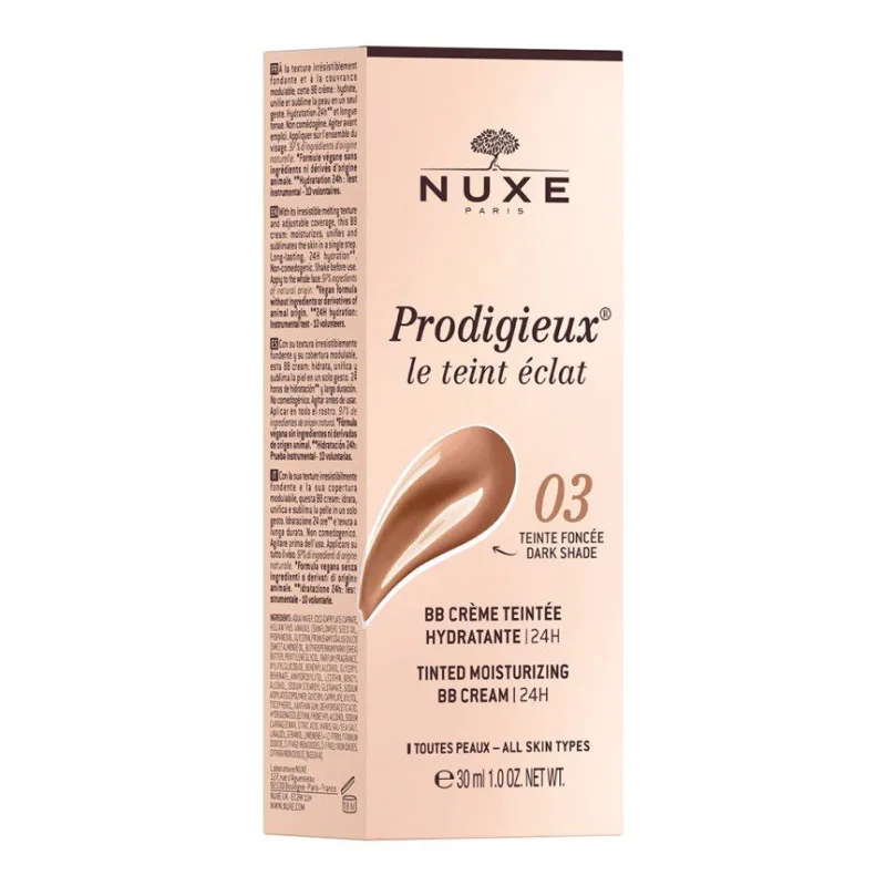 BB CRÈME Prodigieux Teintée Hydratante Teinte : 03 Teinte Foncéeinte Nuxe 30 Ml