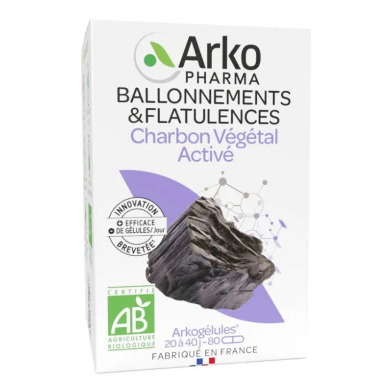 Arkopharma - Arkogélules Charbon Végétal Activé Bio 80 Gélules