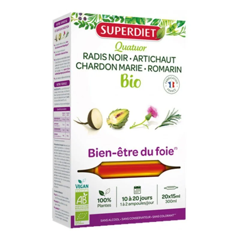 SUPERDIET - Quatuor Bien-Être du Foie Bio 20 Ampoules