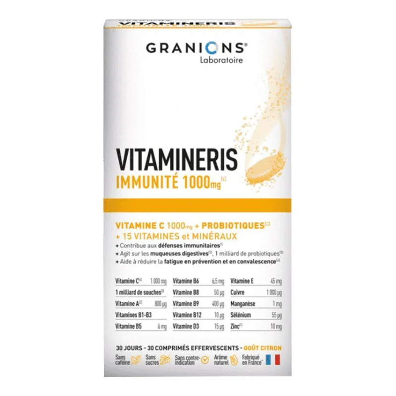 Granions Laboratoire - Granions - Vitamineris Immunité 1000 mg 30 Comprimés Effervescents