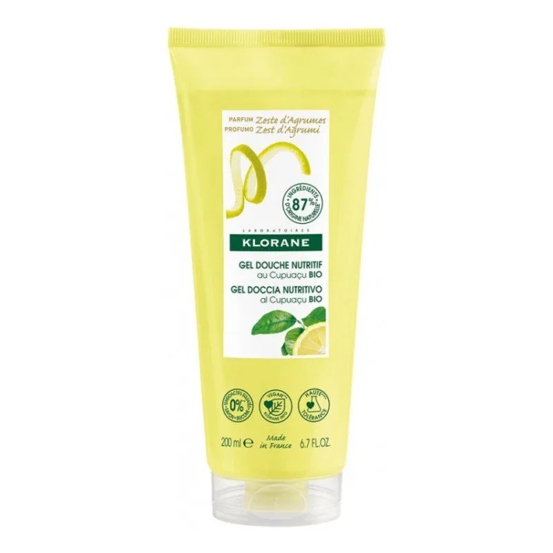 GEL DOUCHE Nutritif au Cupuaçu Bio Zeste D'Agrumes Klorane 200 Ml