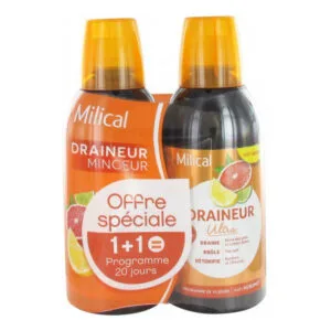 Laboratoire Jaldes - Milical - Draineur Minceur Ultra Lot de 2 x 500 ml - Saveur : Agrumes