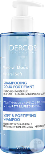 vichy dercos mineral doux shampoing doux fortifiant tous types de cheveux flacon pompe 400ml.2001