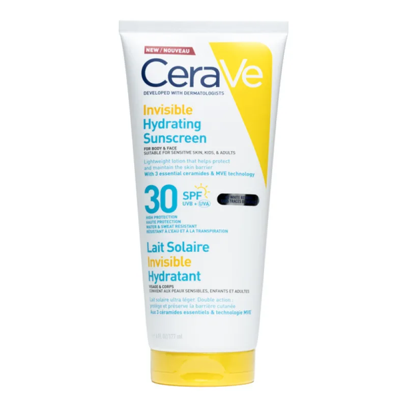 LAIT Solaire Invisible Hydratant SPF30 Cerave 177ML