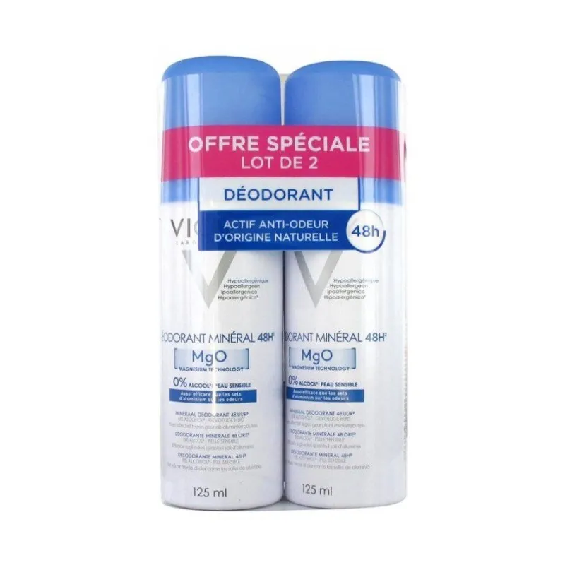 DÉODORANT Minéral 48H Mgo 0% D'alcool Peau Sensible Vichy Laboratoires