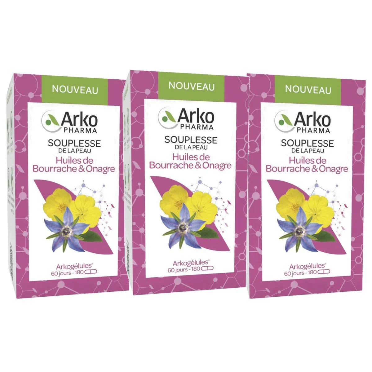 ARKOGÉLULES Programme 3 Mois Huiles de Bourrache & D’onagre Arkopharma 180