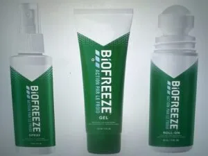 Biofreeze lot de 1 rouleau de 90ml 1 spray de 118ml et 1 tube 118ml