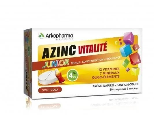 Azinc Vitalité Junior Goût Cola - 30 comprimés