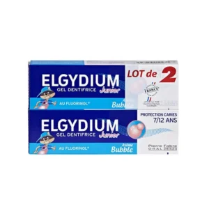 DENTIFRICE Elgydium Junior Protection Caries Bubble 7-12 Ans Lot de 2 2x50 Ml