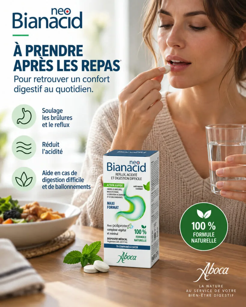 Neobianacid Aboca 70 comprimes a sucer apres les repas