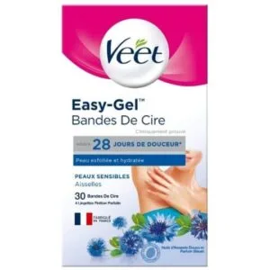 VEET Bandes de cire froide aisselles peau sensible 30 bandes