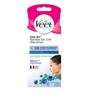 VEET Bandes de cire froide visage peau sensible 20 bandes
