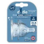 DODIE 2 tetines rondes 3 vitesses anti-colique liquide epais +6 mois