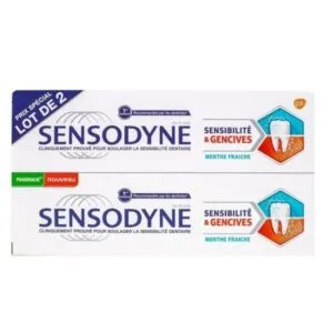 Sensodyne Sensibilite & Gencives Menthe Fraiche dentifrice lot 2 x 75 ml