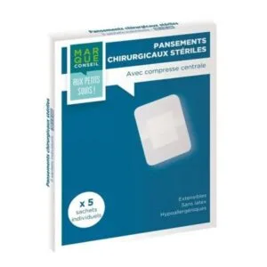 Marque Conseil Pansement sterile avec compresse 10 x 20 cm, boite de 5