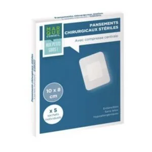 Marque Conseil Pansement sterile avec compresse 10 x 15 cm, boite de 5