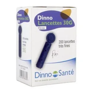Dinno Vitrex — Lancettes stériles 30G, boîte de 200