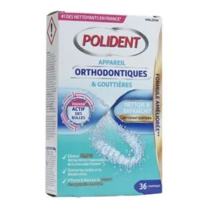 POLIDENT comprimes nettoyants appareil orthodontique et gouttiere B/36