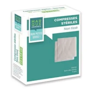 Marque Conseil Compresses steriles non tissees 10 x 10 cm, boite de 10 sachets de 2