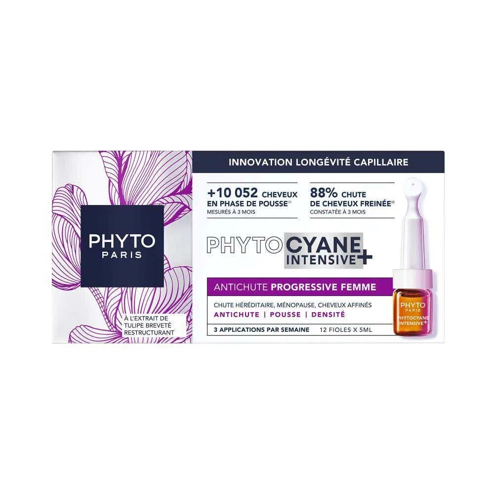 PHYTOCYANE INTENSIVE+ Traitement anti-chute progressive Femme, 12 x 5 ml