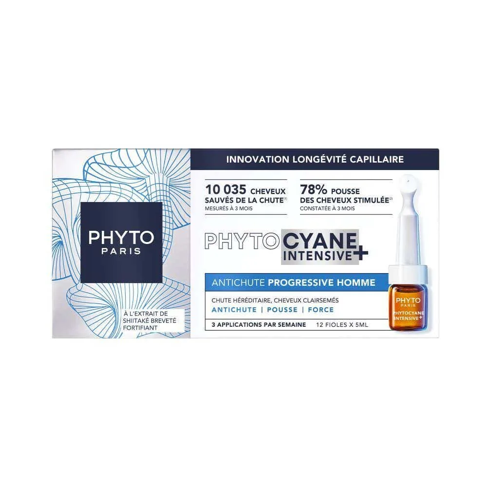 PHYTOCYANE INTENSIVE+ Traitement anti-chute progressive Homme, 12 x 5 ml