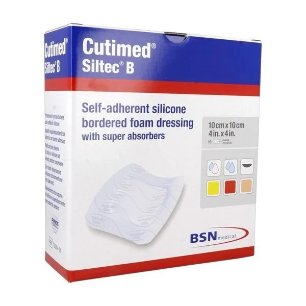 BSN Medical Cutimed Siltec B pansement hydrocellulaire adhesif 10 x 10 cm boite de 10