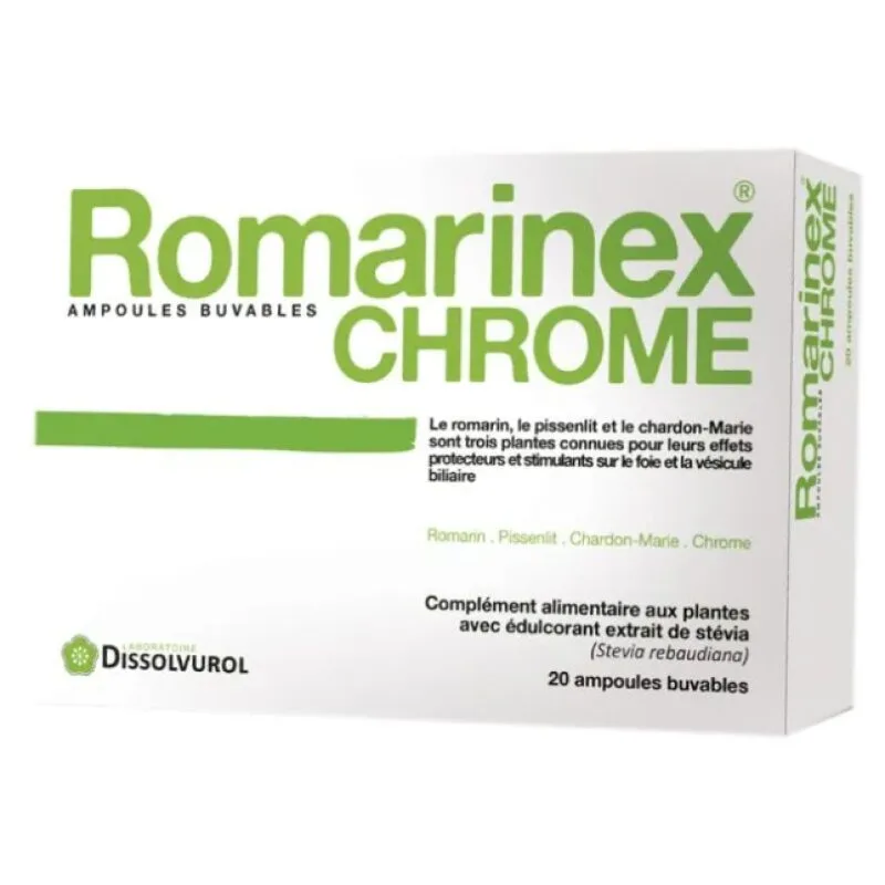 DISSOLVUROL ROMARINEX CHROME ampoules - 20 ampoules de 10 ml