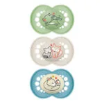 MAM Original - Lot de 3 sucettes silicone (2 jour + 1 nuit) - 18 mois et +, x3
